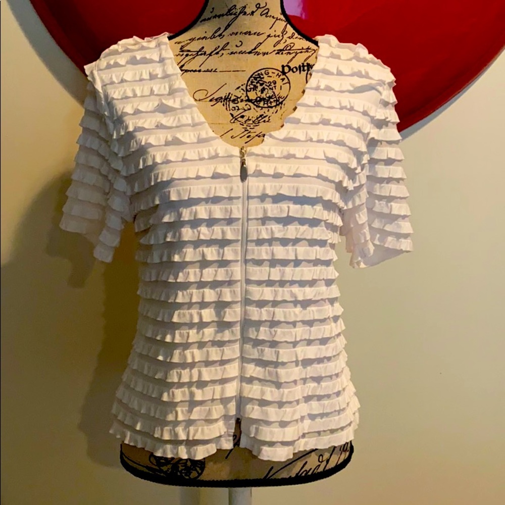 Zoe White Zip Front Jacket